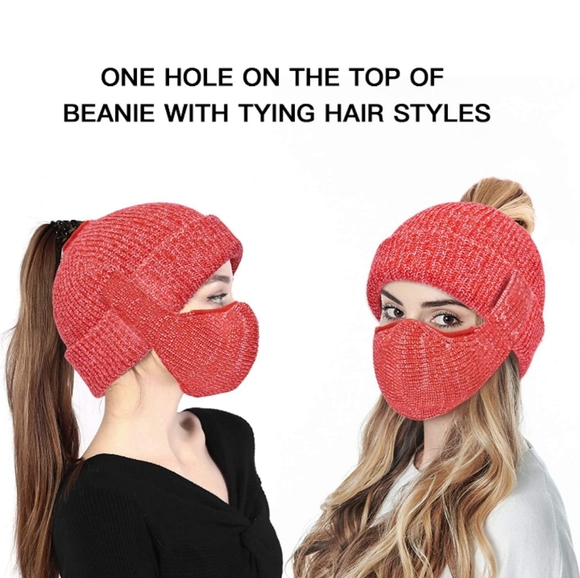 Knitted beanie with detachable face mask - Picture 4 of 6